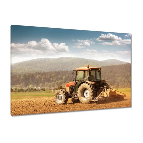 Toile imprimee ferme tracteur pour habiller un grand mur vide tableau salon 120x80