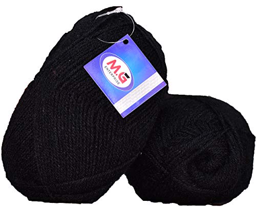 Image of M.G ENTERPRISE Sunrise Black (200 gm) Wool Ball Hand Knitting Wool /Art Craft Soft Fingering Crochet Hook Yarn, Needle Knitting Yarn Thread Dyed