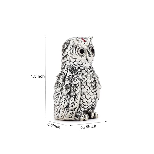 Image of DHRUVS COLLECTION 999 Silver Vastu Owl | Religious & Corporate Decorative Gifts | Handmade Owl Sculpture, Feng Shui Bird, Evil Eye Protection, Paper Weight, Home & Office Table Showpiece
