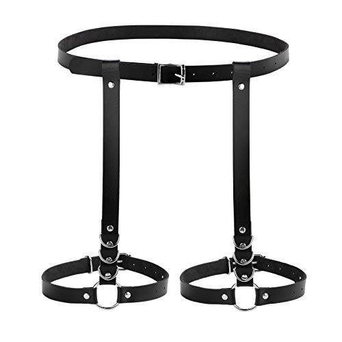 JJDreams Gothic Punk PU Leather Leg Ring Waist Belt Adjustable Harness Stretchy Belt for Women