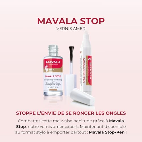 Mavala - Mavala Stop-Pen Aplikator Pen - Zatrzymaj chęć obgryzania paznokci i odżywia naskórek - Wodna formuła gorzkiego smaku z ekstraktem roślinnym