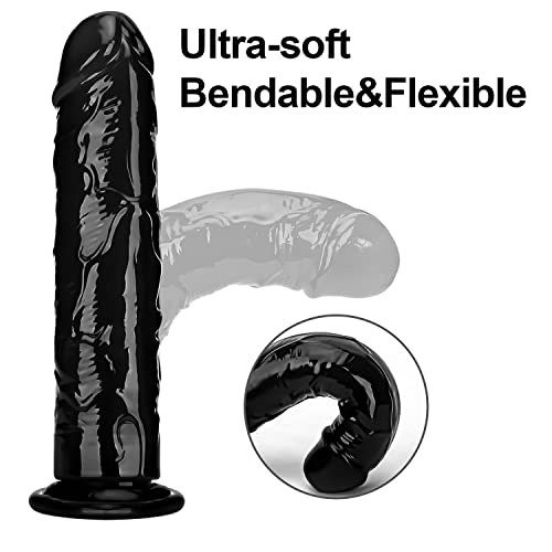 Miniatura 3 de Consolador Pequeño, Suave Y Realista, Juguete Sexual De Gelatina Transparente Con Fuerte Ventosa Para Mujeres Hombres Gays, Juguete Sexual Para Adultos Y Juegos Black, 19 Cm