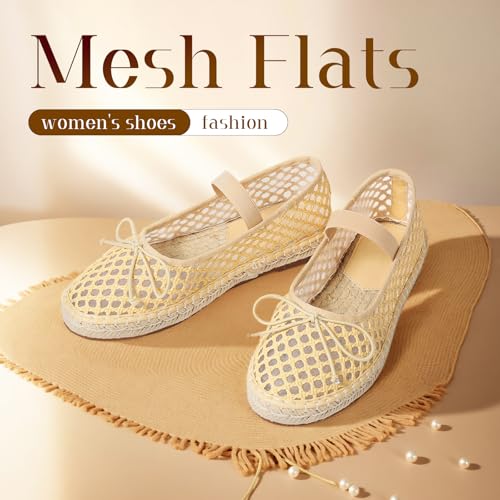 mikarka Flats for Women: Woven Ballet Flats Shoes for Women - Knot Espadrilles Round Toe Mary Jane Flats Loafers, Inspired by Raffia2