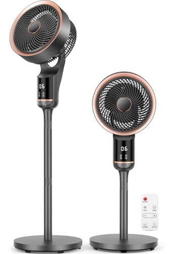 Neqraxis Ventilatore a Piantana, 2 in 1 Ventilatori da Tavolo, 30dB Smart Ventilatore Silenzioso, Telecomando,90°, 12 Velocità, 3 Modalità, Altezza 75-105cm, Timer 12H