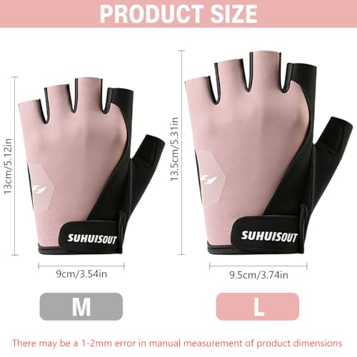 Image of PROBEROS Gym Gloves for Woman Workout, Breathable Fingerless Gym Gloves with Anti-Slip Silione Palm, Adjustable Wrist Closure Workout Gloves for Weightlifting, Training, Cycling, Size-M