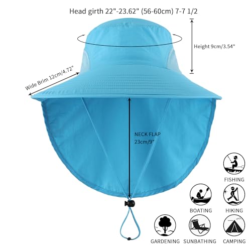 Image of Home Prefer Outdoor UPF50+ Sun Hat Wide Brim Mesh Fishing Hat with Neck Flap