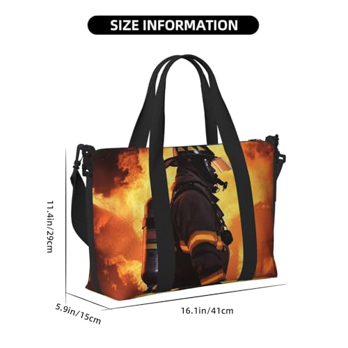 Travel Duffle Bag Weekender Bags for Men Women Adjustable Large Capacity Weekender Overnight Bag Carry On Tote Bags Waterproof Sport Gym Bag for Travel Yoga, Firefighter Fireman Flame, One Size2