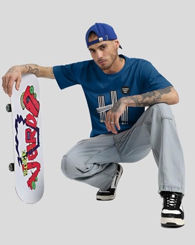 Image of AUSK Mens Loose Fit Oversized Printed Cotton T-Shirts Half Sleeve Drop Shoulder Men Tshirt