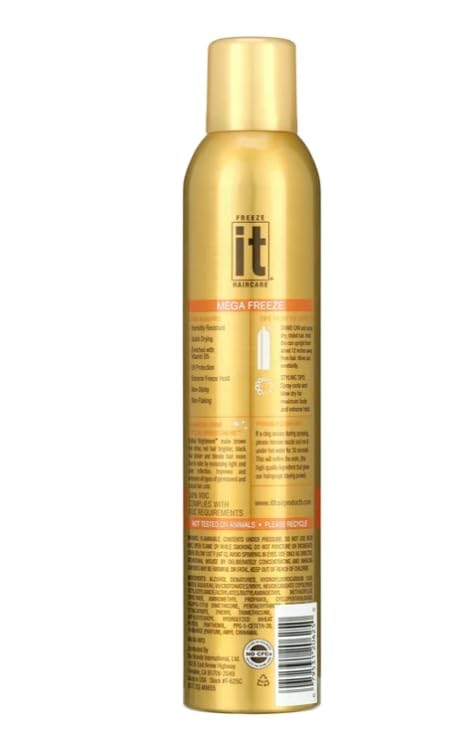 F'reeze IT Mega Free~ze Hair Spray, Extreme Hold,10 Oz ~ (2 Count)