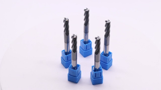 Image of 4 Flute Solid Carbide Roughing End Mills(5Pcs 1 /4 inch), ALCrSiN Nano Coated | 35 Helix, 1 /4 inch Cutting Dia, 1 /4 inch Shank Dia, 3 /4 inch LOC, 2-1 /2 inch OAL, for Milling Alloy Steel, Carbon Steel, Cast Iron