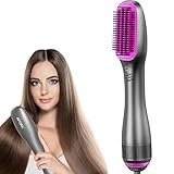 APOKE 3 in 1 Hair Dryer Brush & Straightener Brush, Professional 1200W Powerful Ceramic Tourmaline Ionic Hot Air Brush, 3 Heat/2 Speed One-Step Hair Dryer and Styler for All Hair Types