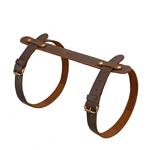 Tourbon Outdoor Leather Picnic Blanket Carry Strap for Camping Travel Rug Carrier Motorcycle Bedroll