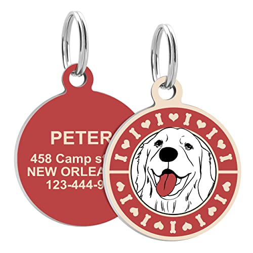 Kinyablue Stainless Pet Id Tags,Personalized Dog Tags,With 4 Lines Of Custom Text, Custom Dog Tags,For Golden Retriever,Medium Size #TOP4
