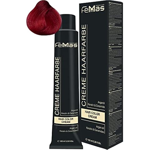 FemMas Haarfarbe Pure&Mix Rot I professionelle Creme Haarfarbe in intensiven Farben für leuchtende und kreative Hairstyles I pflegendes Arganöl, Keratin & Ceramide I dauerhafte Haarfärbung, 100 ml Cover