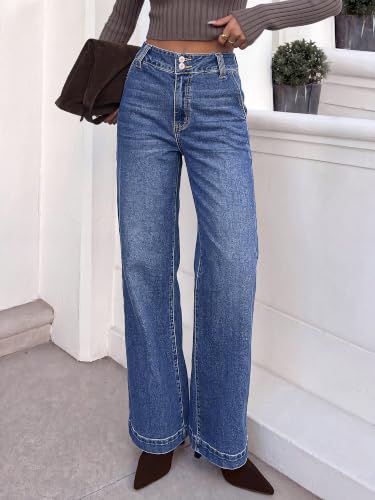 KIRUNDO Wide Leg Jeans for Women High Waisted Denim Pants - image 2