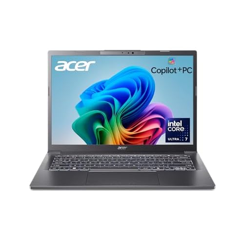 Acer Aspire 14 AI Copilot+ PC | 14" WUXGA Display | Intel Core Ultra 7 Processor 256V | NPU: Up to 47 Tops - GPU: Up to 64 Tops | Intel ARC 140V | 16GB LPDDR5X | 1TB SSD | Wi-Fi 6E | A14-52M-72S0