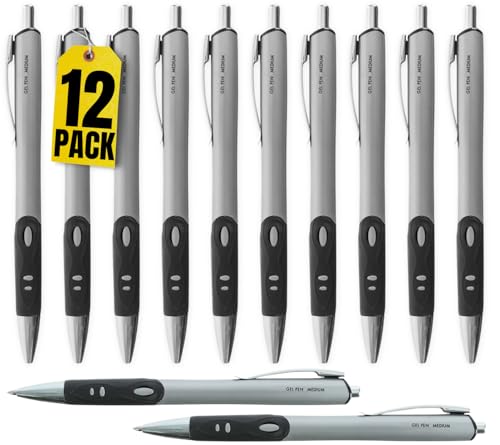 Set de 12 bolígrafos gel retractiles negro 0.7mm