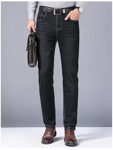 Men's Straight Jeans Slim Stretch Denim Pants Comfortable Soft Business Casual Classic Trousers2