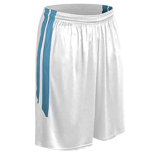 Champro Men's Standard Muscle Basketball Shorts, White, Light Blue, X-Large #TOP7