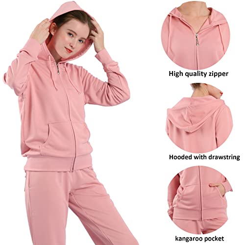 Image of Velour Tracksuit Womens 2 Pieces Joggers Outfits Jogging Sweatsuits Set Soft Sports Sweat Suits Pants