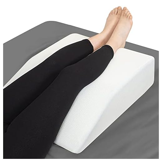 Leg Elevation Pillow with Memory Foam Top - Elevated Leg Rest Pillow for Circulation, Swelling, Knee Pain Relief - Wedge Pillow for Legs, Sleeping, Reading, Relaxing - Washable Cover (6 Inch)
