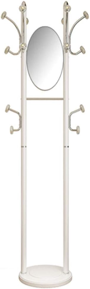 Coat Rack Double Pole Coat Rack Stand Floor Home Bedroom Simple Modern Clothes Rack Multifunctional Movable Hanger with Mirror Furniture (Color : A) (White)