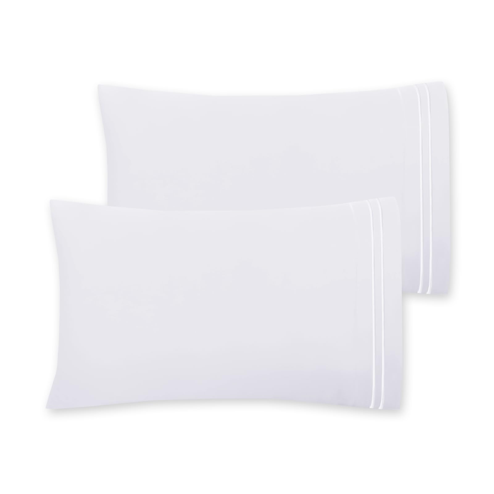 Mejoroom Luxury Pillowcase Set Brushed Microfiber 1800 Bedding - Wrinkle, Fade, Stain Resistant - Hypoallergenic (2 Pillowcases Standard, White)