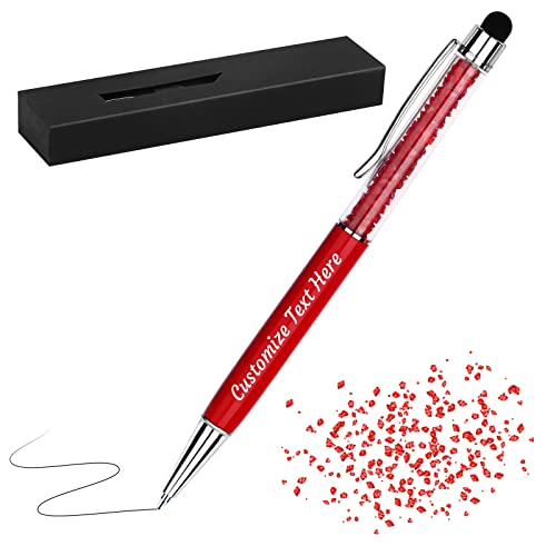 5 Personalisierte Kristall-Kugelschreiber – 2-in-1 Mit Touchscreen-Stift, Gravur Möglich (Rosa)