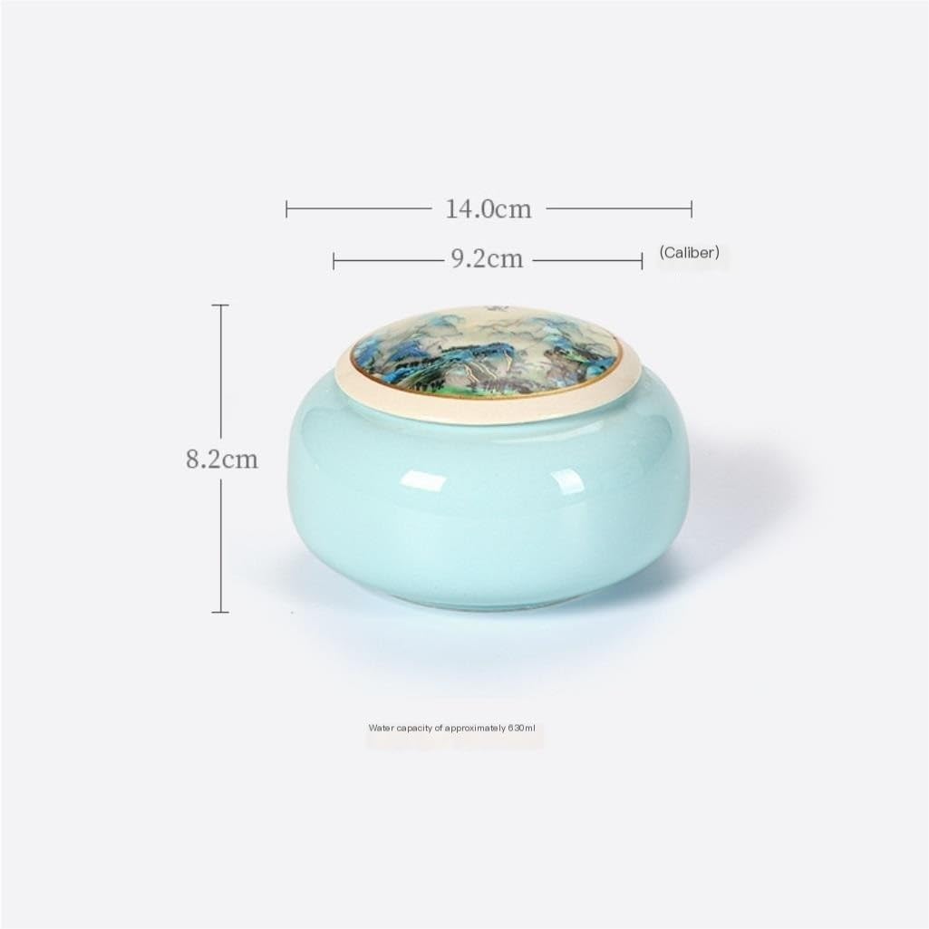 SONGCHAO Sugar Jar Ceramic Loose Tea Storage Jar Double Jar Gift Box Set Home Kitchen Seasoning Storage Jar Food Storage Jar Sealed Jar Tea Canister (Color : Green Gift Box)