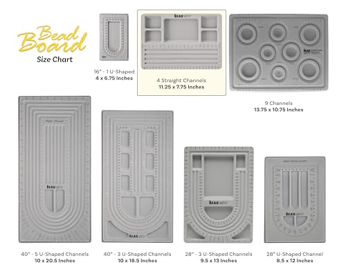 The Beadsmith Mini Bead Board - Grey Flocked, 4 Straight Channels, 5 Recessed Compartments, 7.75 x 11.25 inches, Design Boards for Creating Bracelets, Necklaces and Other Jewelry4