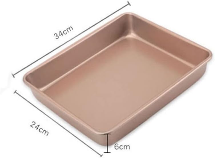 Bakeware Rectangular Carbon Steel Cake Baking Tray Non-Stick DIY Pastry Deep Bread Dish Non-Stick Baking Pan/5 (Color : 9 Inches Pink) (13 Inches Golden)