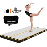AirTrack Nordic Carbon Air Track Pista per burraco 3-8m con pompa aria elettrica, tappetino da ginnastica gonfiabile per casa - 1,5m di larghezza e 15cm di spessore, tappetino per burraco (4m, Giallo)
