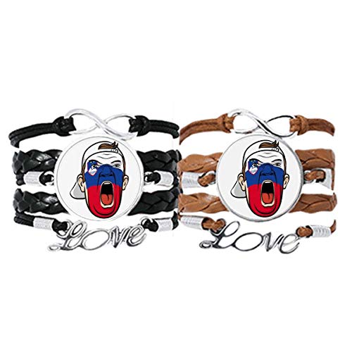 Pulsera de cuero Eslovenia Bandera con acabados detallados DIYthinker
