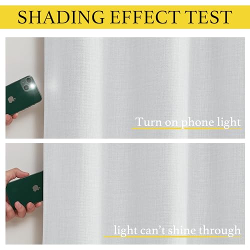 Image of NICETOWN Farmhouse Blackout Small Curtains - Thermal Insulated Grommet Curtain Valances Room Darkening for Kitchen Window Treatments Home Decor, 34 inch Wide x 30 inch Long, 1 Pair, Greyish White