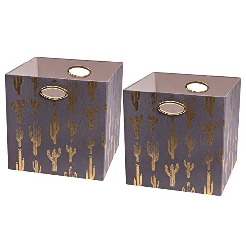 Posprica Storage Cube Basket Bins, 13×13 Foldable Fabric Drawers Containers for Toys, Laundry, Books (2pcs,Grey)