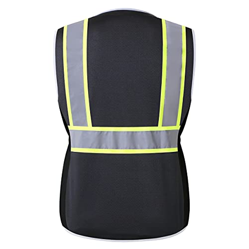 Jkwearsa Women Safety Vest, Multi Pockets High Visibility Reflective Breathable Mesh Work Vest For Lady, Durable Zipper,Large Black-01 #TOP7