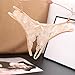 YOLAI Women's Sexy Lace G-Strings Thongs Underpants Open Gusset Panties Low Waist Briefs Erotic Underwear Fashion (Beige, One Size)