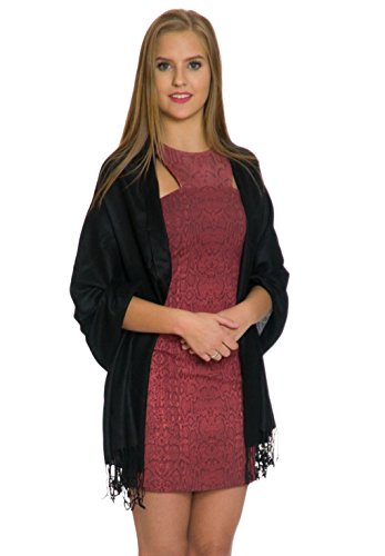 Pashmina Shawls and Wraps for Evening Dresses, Large Soft Pashmina Wedding Black Shawl