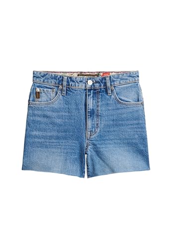 Superdry Vintage Mid Rise Cut Off Short W7110398A Fulton Vintage Bleu Taille 24, Fulton Vintage Blue, 24W