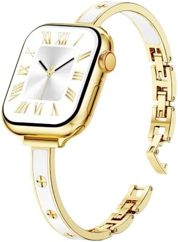 Mosonio Bands for Apple Watch Women – Slim Metal&Silicone with Cross Screw