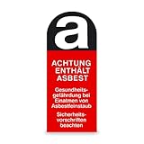 Betriebsausstattung24 Warnschild - Gefahrstoff Asbestfeinstaub 500 Stk/Rolle Größe Einzeletikett (BxH): 4,0 x 9,5 cm Folienetiketten, selbstklebend, auf Rolle