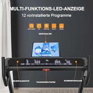 Tapis roulant professionale per la casa Decorcn, salvaspazio, pieghevole, con inclinazione, motore silenzioso, piano di corsa di grandi dimensioni,WiFi, Bluetooth, APP, marchio di qualità tedesco