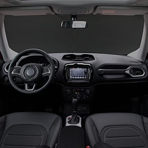 Winunite Foldable Windshield Sunshade Compatible With Jeep Renegade 2023 2022 2021 2020 2019 2018 2017 2016 2015 Suv Front Sun Shade Heat Shield Custom-Fit Protector Sun Visor #TOP2