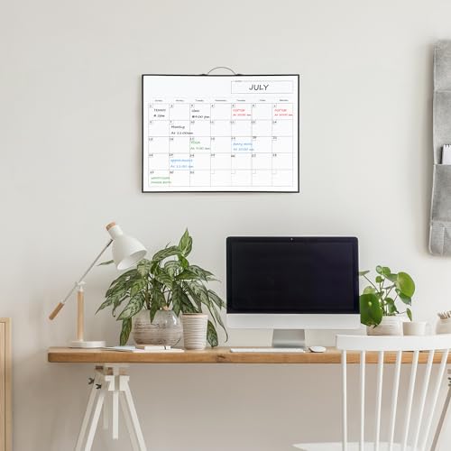 Image of TSJ OFFICE White Board Calendar - 12 X 16 Inches Magnetic Dry Erase Board Monthly Calendar, Double Sided Whiteboard with a Handle, to Do List Notepad for Office, Home, School, Black Aluminum Frame