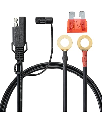 Bates- SAE Battery Connector, SAE to O Ring Terminal Harness, 2 Pin Battery Connector, 2 FT, 2 Pack, 18AWG
