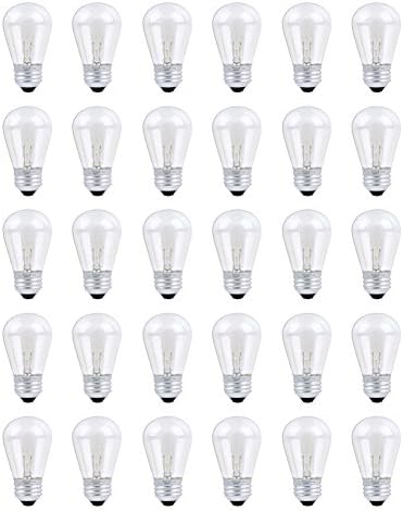 30 Pack S14 Outdoor String Light Bulbs Set orange, 120V 11W Clear Outdoor Patio Vintage Light Shatterproof Bulbs