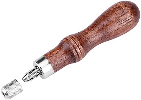 TOPINCN Stitching Awl, 4 In 1 Leather Stitching with Non-slip Wood Handle Leathercraft Hole Punch Tool for DIY leather craft