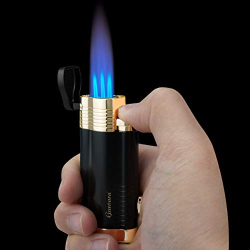Cigar Torch Lighter with Punch 3 Jet Torch Strong Flame Butane Refillbale Windproof Lighters Without Gas