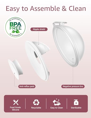 HOFISH Silicone Breast Milk Collector Wearable Milk Collector Breast Shell & Milk Catcher for Breastfeeding Relief 1.35oz/40ml 2PCS Pink