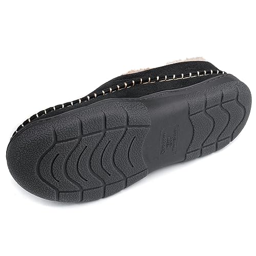 Image of Zigzagger Men's Slip On Moccasin Slippers, Indoor /Outdoor Warm Fuzzy Comfy House Shoes, Fluffy Wide Loafer Slippers